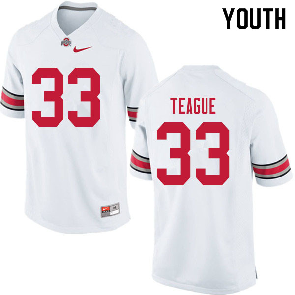 Ohio State Buckeyes Master Teague Youth #33 White Authentic Stitched College Football Jersey